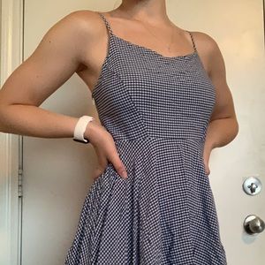 casual blue and white picnic dress